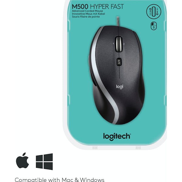 Logitech M500 Corded Mouse Refresh, USB (910-003725/910-003726)_Image_5