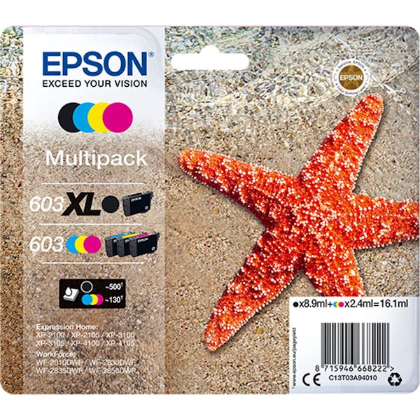 Epson Tinte 603XL schwarz/603 CMY Multipack (C13T03A94010)_Image_0