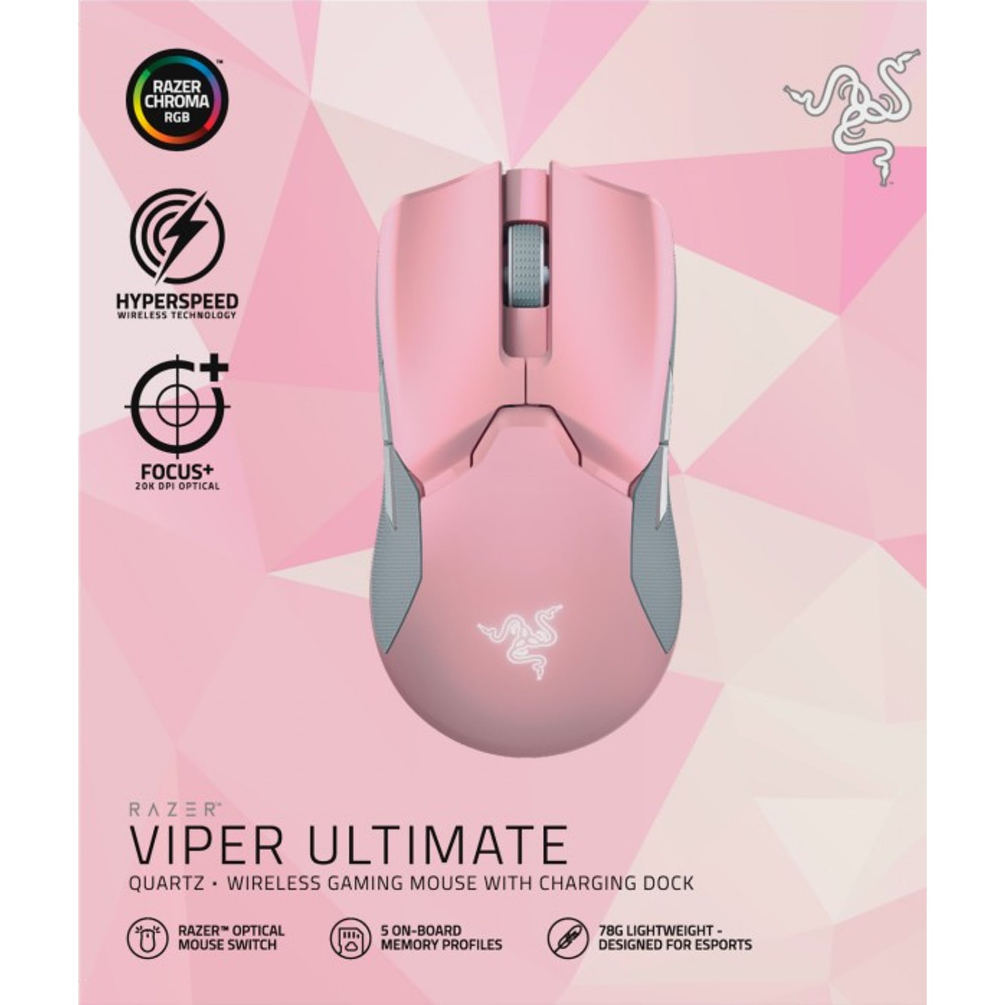 Razer Viper Ultimate mit Ladestation, Quartz pink, USB (RZ01-03050300-R3M1)