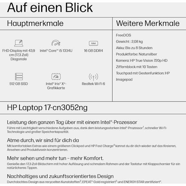 HP 17-cn3052ng, Natural Silver, Core i5-1334U, 16GB RAM, 512GB SSD, DE (9H0L7EA#ABD)_Image_4