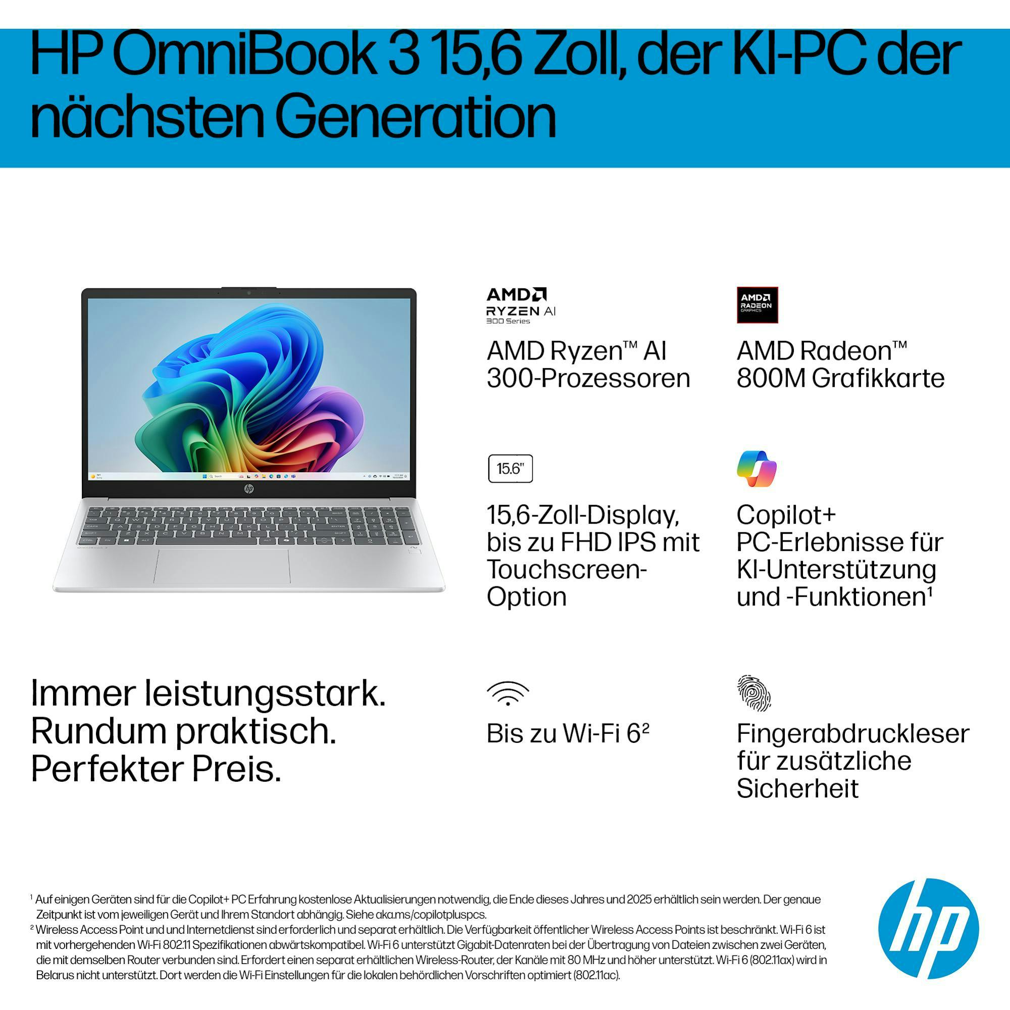 HP OmniBook 3 15-fn0452ng, Glacier Silver, Ryzen AI 5 330, 16GB RAM, 512GB SSD, DE (C8BB5EA#ABD)_Image_2